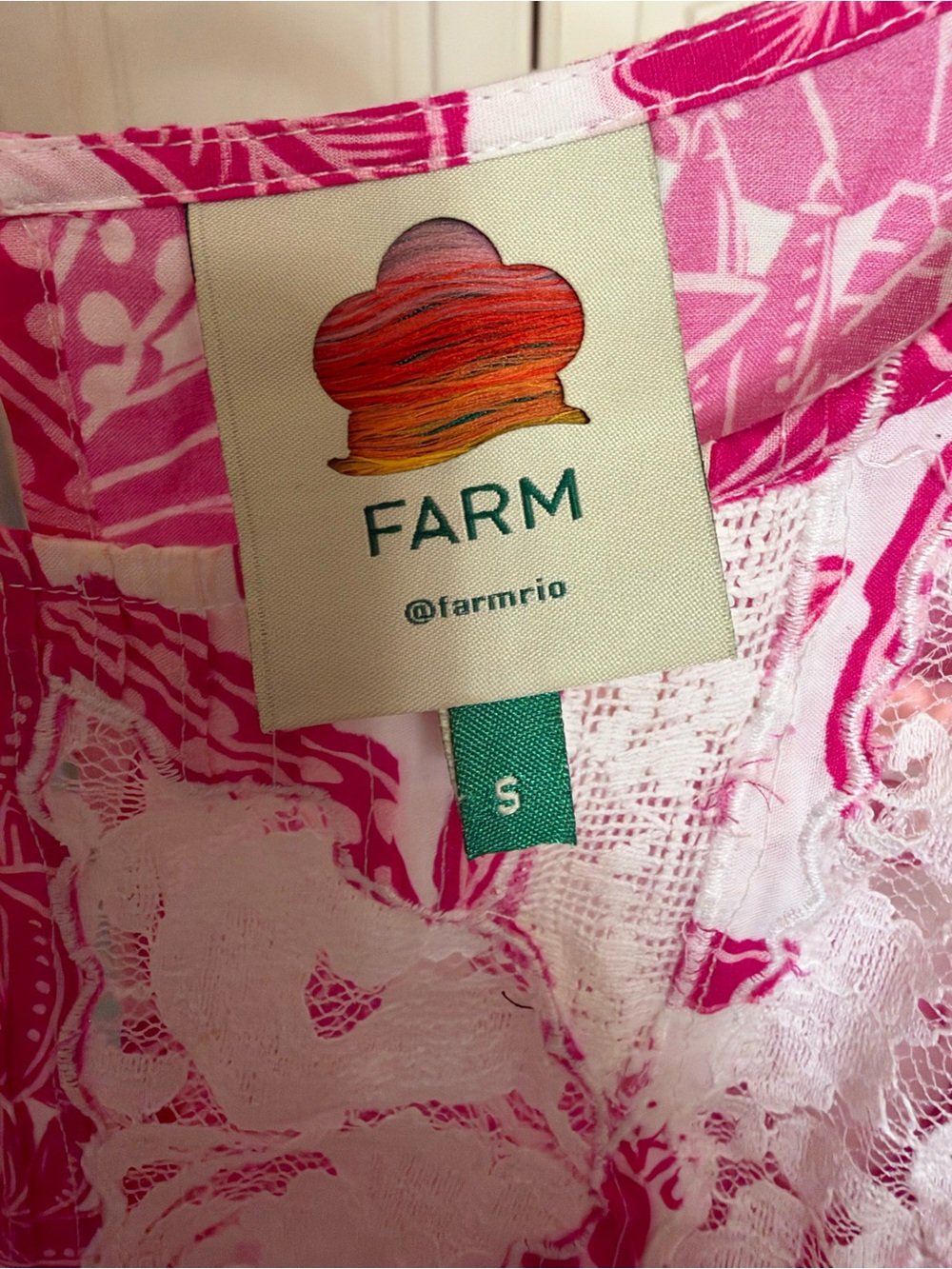 FARM Rio Pink Floral Lace-Trim Mini Dress - Picture 3 of 3